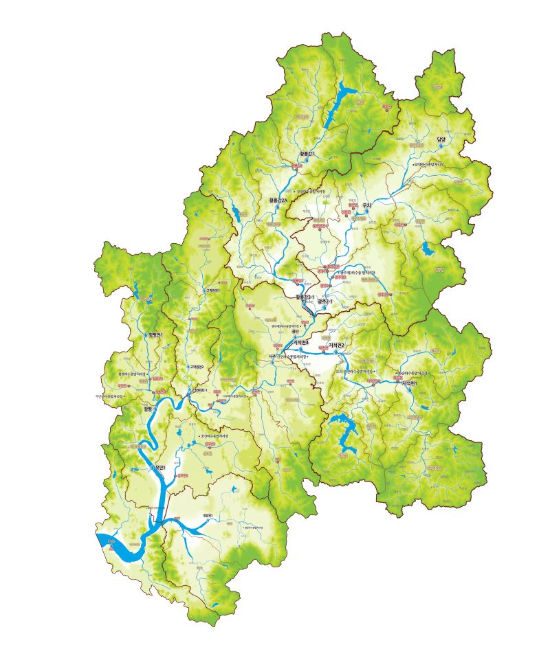영산강 주요지천 지도