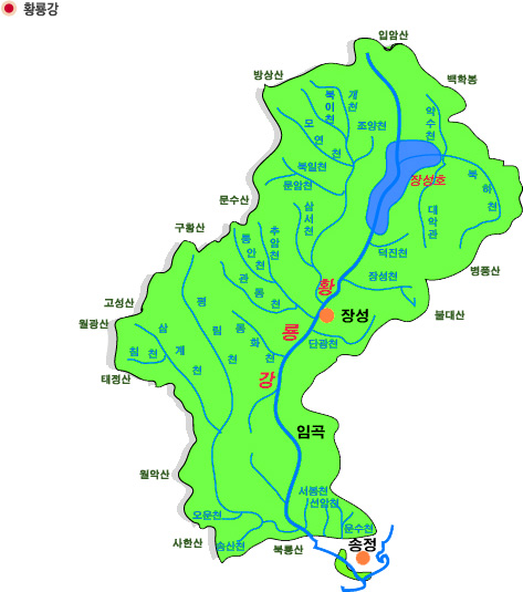영산강 주요지천 지도_황룡강