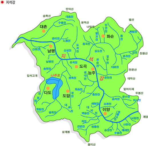 영산강 주요지천 지도_지석강